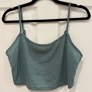 Green Ribbed Cropped Cami NWOT